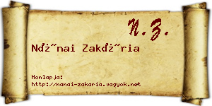 Nánai Zakária névjegykártya